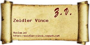 Zeidler Vince névjegykártya